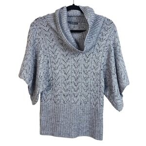 Twenty One Gray Marled Pointelle Cowl Neck Dolman Sleeve‎ Wool Blend Sweater S